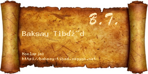 Baksay Tibád névjegykártya